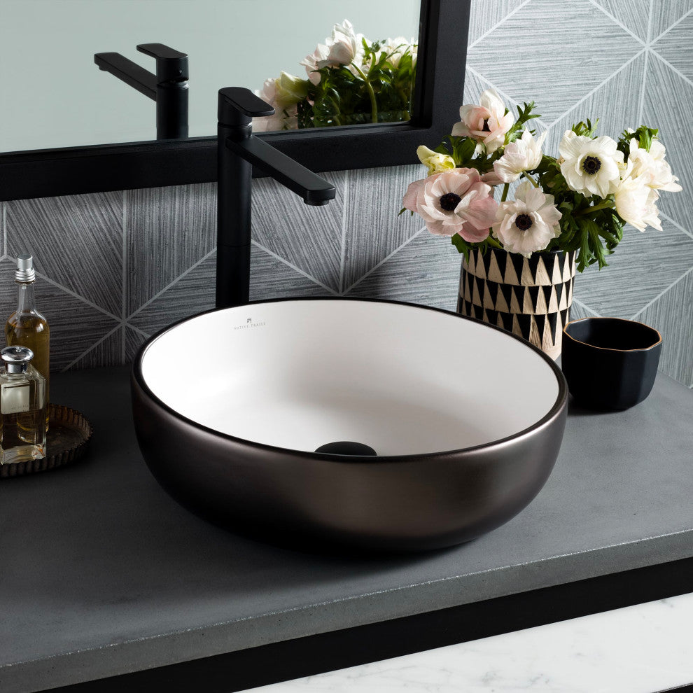 Bliss Bathroom Sink, Gunmetal/White