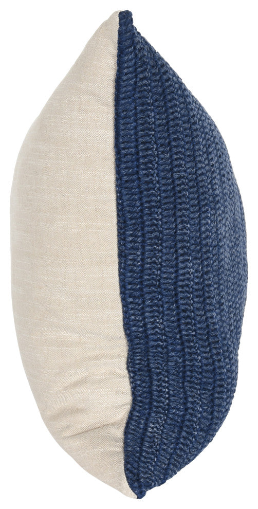 Marcie Knitted 22" Throw Pillow by Kosas Home, Indigo