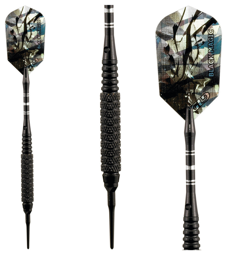 Black Magic Soft Tip Darts, 10 Knurled Rings, 18 Grams