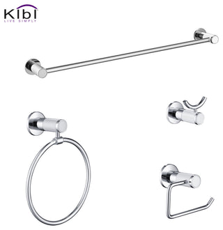 Abaco 4-Piece Bathroom Accessory Set, Chrome White
