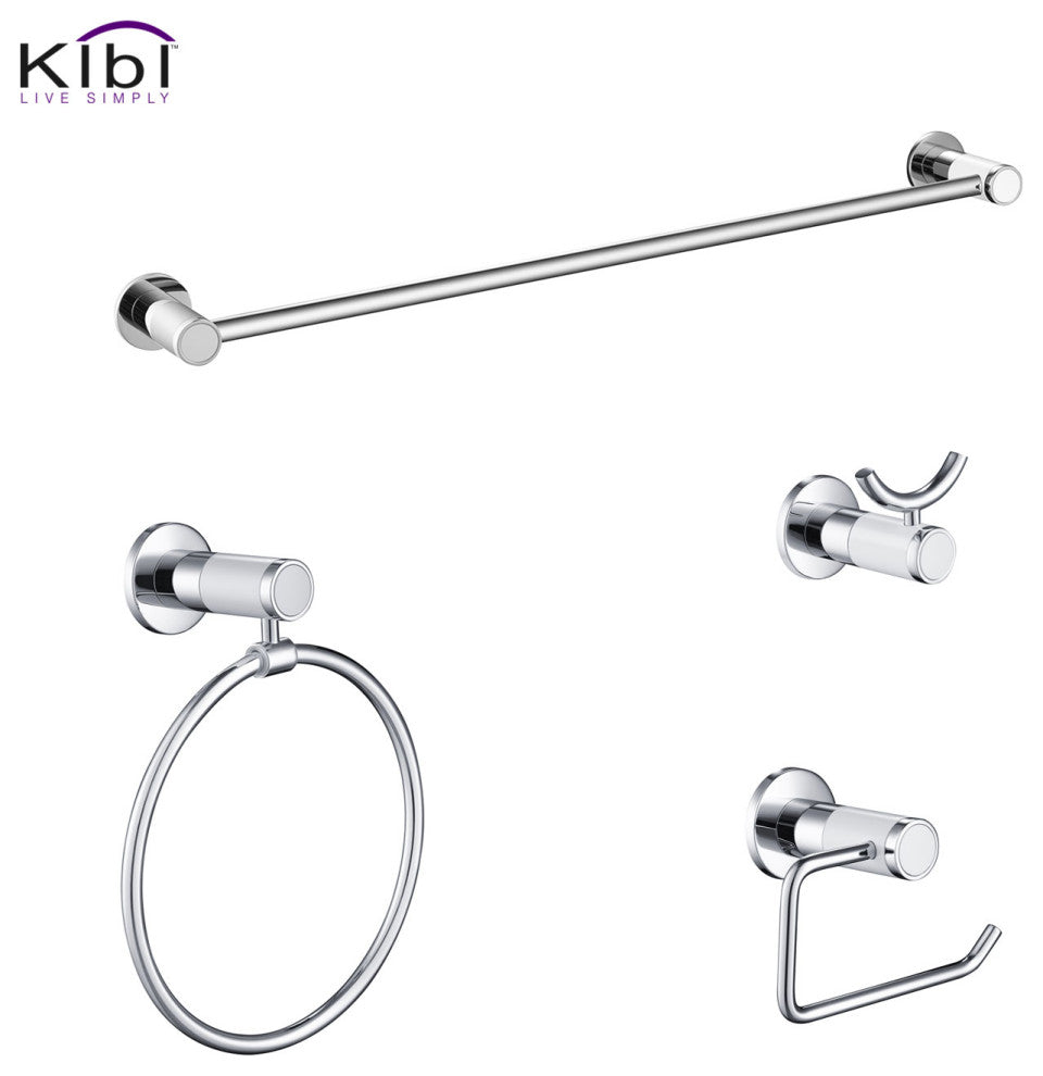 Abaco 4-Piece Bathroom Accessory Set, Chrome White
