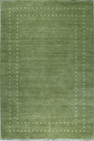 Handmade Wool Green Transitional Solid Rug, 12'x15'