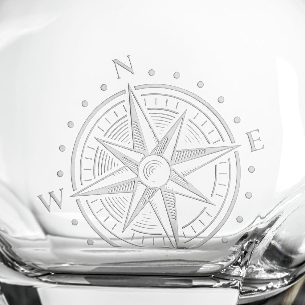 Compass Star Decanter With 2-Glasses, 3-Piece Set