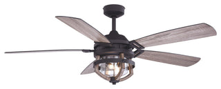 Barnes 54" Ceiling Fan Matte Black With Rustic Oak