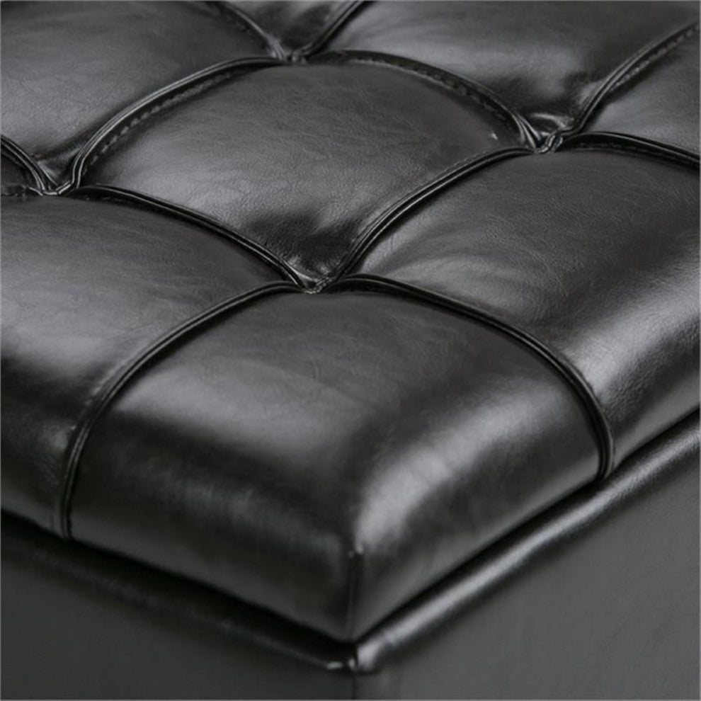 44 Inch Wide Rectangle 3 Pc Storage Ottoman In Tanners Brown Faux Leather