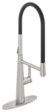 Single-Handle Standard Kitchen Faucet with Fast Mount and Deck Plate, Brushed Nickel