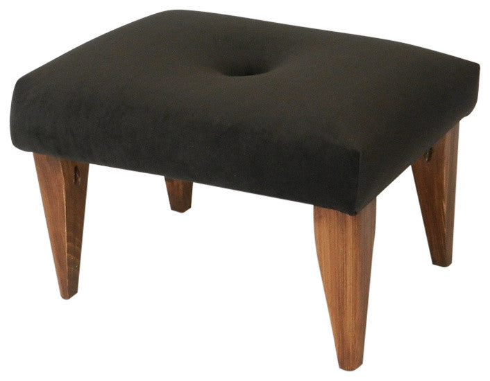Tufted Suede Footstool, Black