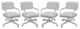 Set of 4, Swivel Metal Caster Dining Chairs M-110, White Vinyl on White