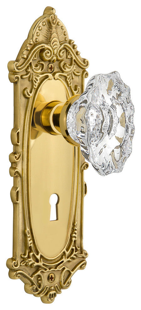 Victorian Plate Passage Chateau Knob, Polished Brass