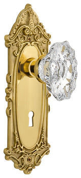 Victorian Plate Passage Chateau Knob, Polished Brass