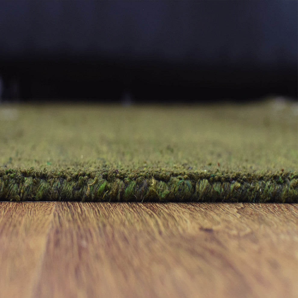 HAND KNOTTED LOOM SILK ECO-FRIENDLY AREA RUG -5'x8',Rectangle,Green,Contemporary