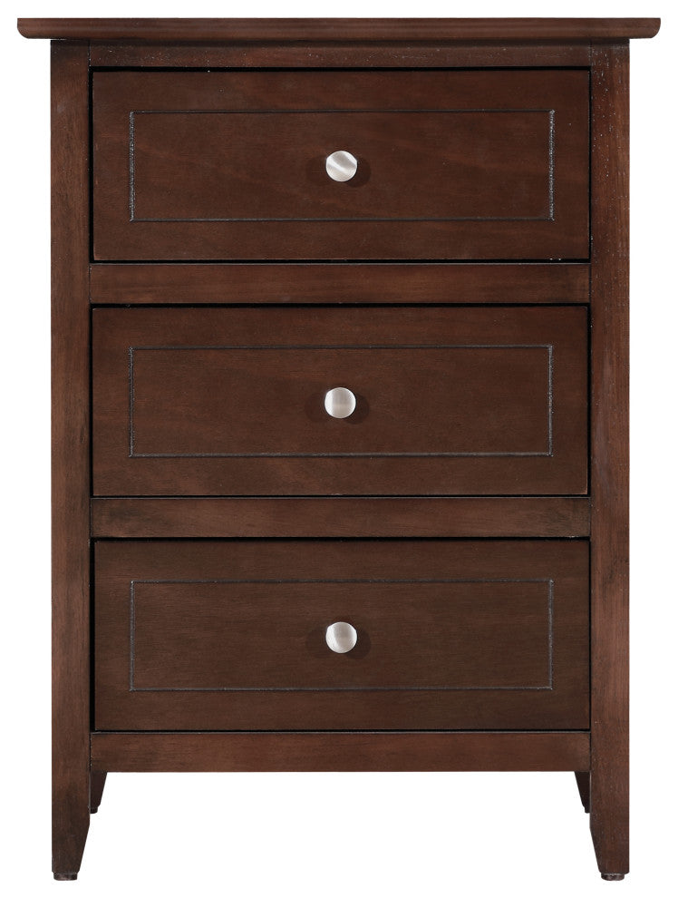 Drake 3-Drawer Nightstand, Cappuccino