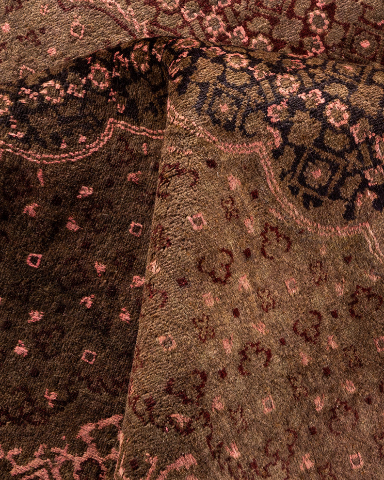 Fine Vibrance, One-of-a-Kind Hand-Knotted Area Rug Brown, 9' 0" x 12' 4"