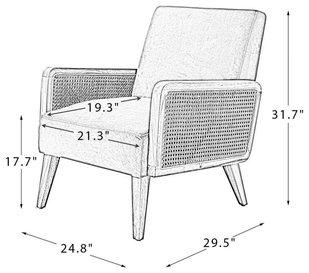 Delphine Cane Accent Chair, Rattan Armchair, Beige