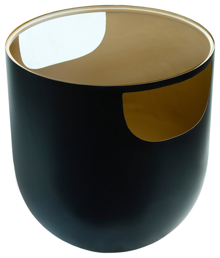 Doma End Table, Matte Black / Brushed Gold