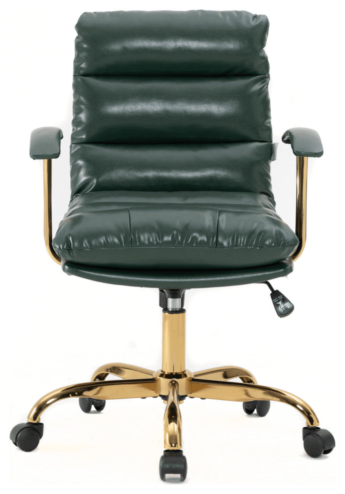 LeisureMod Regina Modern Leather Adjustable Conference Chair, Pine Green