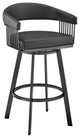 30" Mod Black Faux Leather Black Finish Swivel Bar Stool