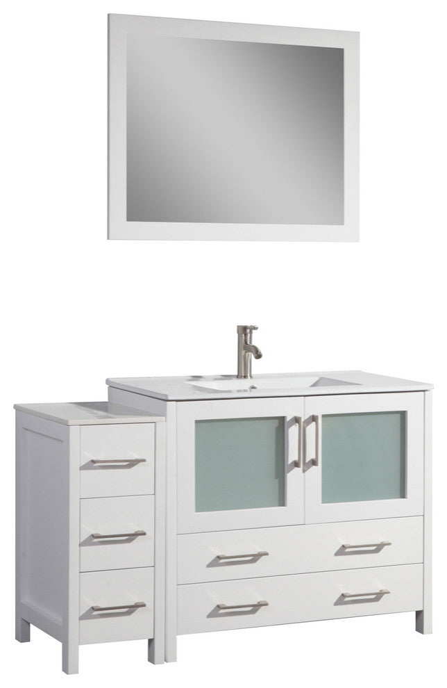 Vanity Art Vanity Set With Ceramic Top, 48", White, Standard Mirror
