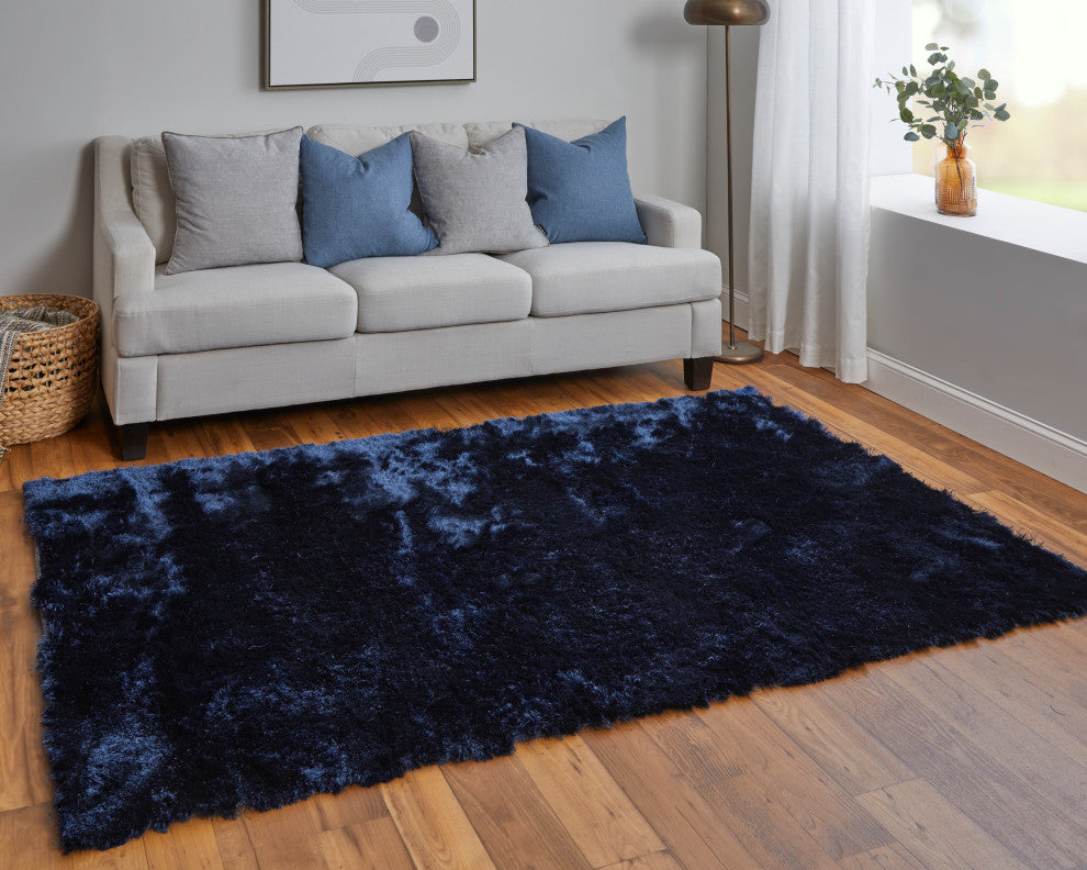 Weave & Wander Armada Plush Shag Rug, Dark Blue, 3'6"x5'6"