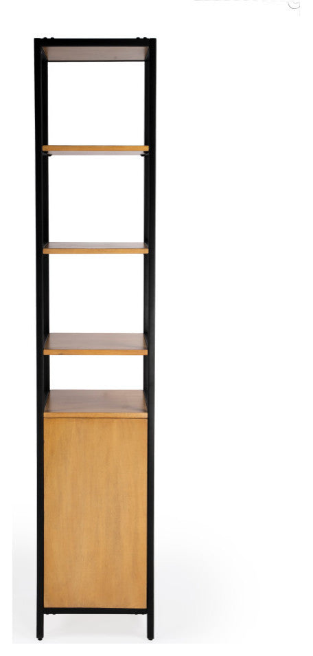 Hans Narrow Wood and Iron 84" Etagere Bookcase