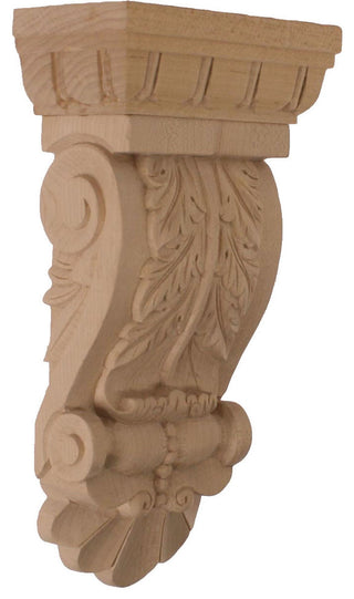 5 3/4"W x 2 3/4"D x 9 3/4"H Thin Flowing Acanthus Corbel, Cherry
