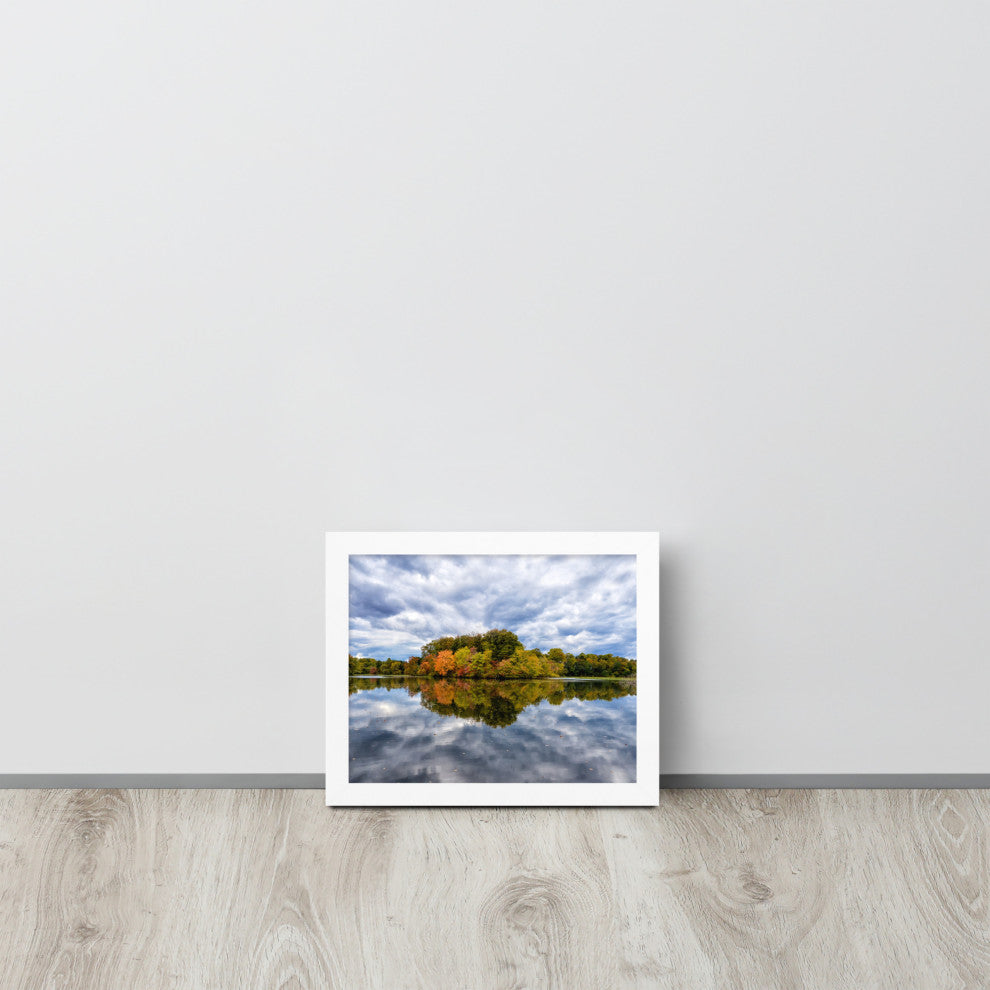 Autumn Reflections Rural Landscape Framed Photo Paper Wall Art Prints, White, 8" X 10"