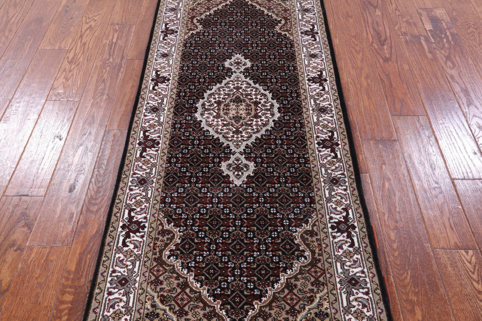 2' 7" X 6' 0" Runner Persian Tabriz Wool & Silk Hand Knotted Rug - Q13028
