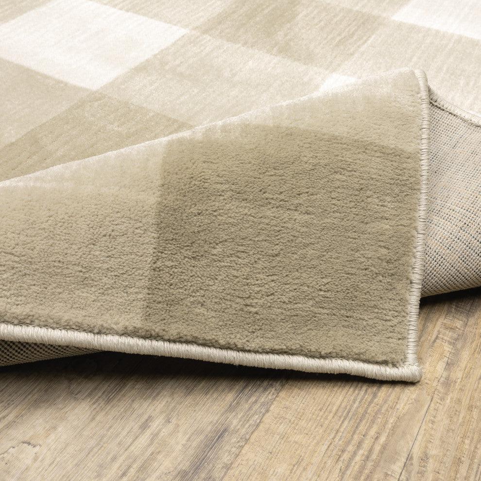 Garson Geometric Squares Area Rug, Beige, 1'10"x7'6"