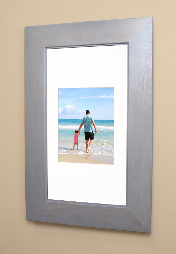 Concealed Picture Frame Medicine Cabinet, Gray, 14"x24"