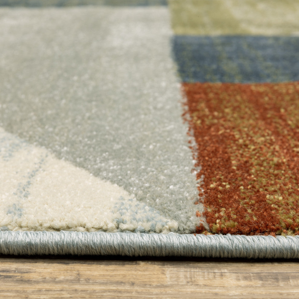 Bastian Contemporary Geometric Grey/ Multi Indoor Area Rug, Grey, 5'3"x7'3"
