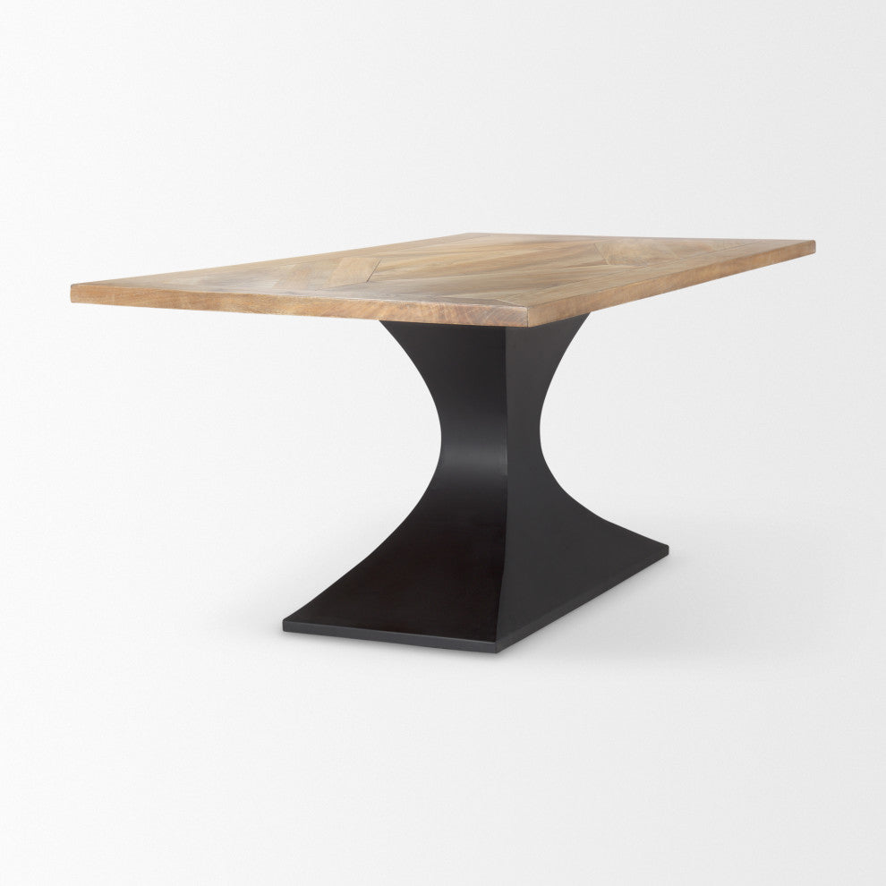 Maxton Light Brown Wood With Black Metal Dining Table