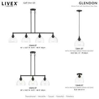 3 Light Bronze Linear Chandelier