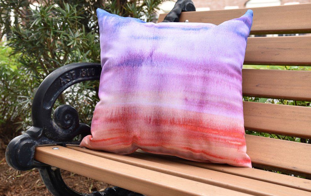 Sunset Beauty Multi Color Stripe Print Outdoor Decorative Throw Pillow, 18"