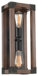 Wanda Wood 2-Light Cage Wall Sconce Antique Black Metal Finish