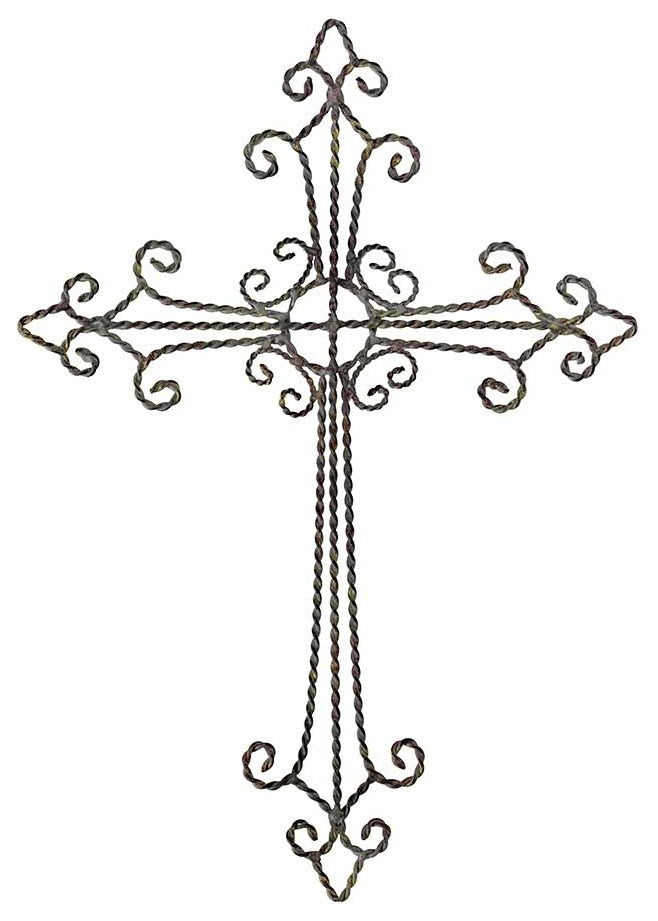 Wall Cross, Antique Gray, Metal 11.5"x16.25"