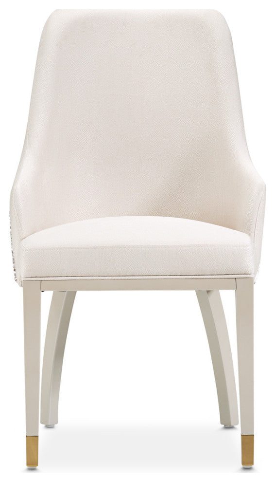 Carmela Dining Arm Chair, Set of 2, Shimmer Ivory