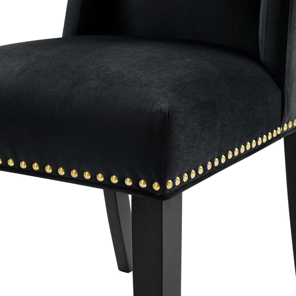 Dining Chair, Nailhead, Set of 2, Black, Velvet, Modern, Bistro Hospitality
