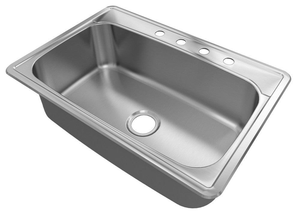 Sinber 33" Drop, Singel Bowl 304 Stainless Steel Kitchen Sink