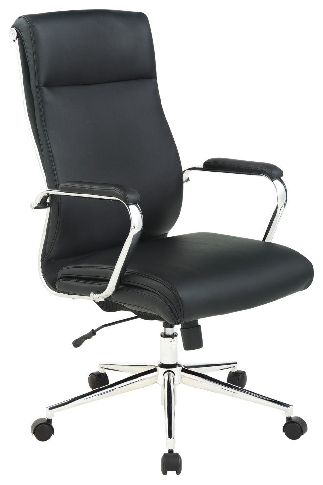 High Back Manager's Office Chair With Dillon Black Fabric and Chrome Base