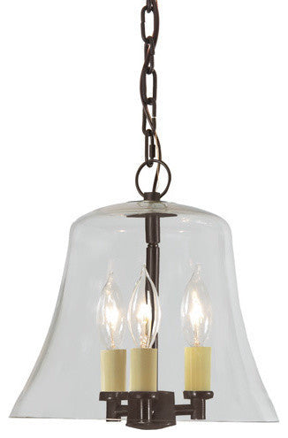 Three Light Greenwich Hanging Bell Lantern, Oil Rubbed Bronze