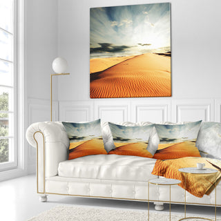Sahara Desert and Cloudy Sky Landscape Printed Throw Pillow, 18"x18"