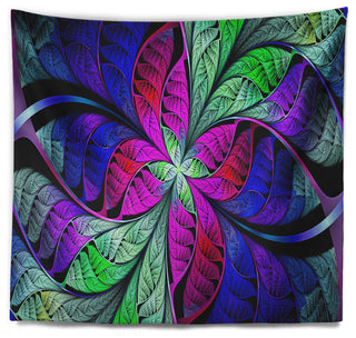 Multi Color Stained Glass Texture Abstract Wall Tapestry, 80"x68"