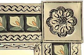 White Talavera Lily Tin Mirror