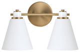 Capital Lighting 150121 Bradley 2 Light 15"W Vanity Light - Aged Brass / White