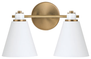 Capital Lighting 150121 Bradley 2 Light 15"W Vanity Light - Aged Brass / White