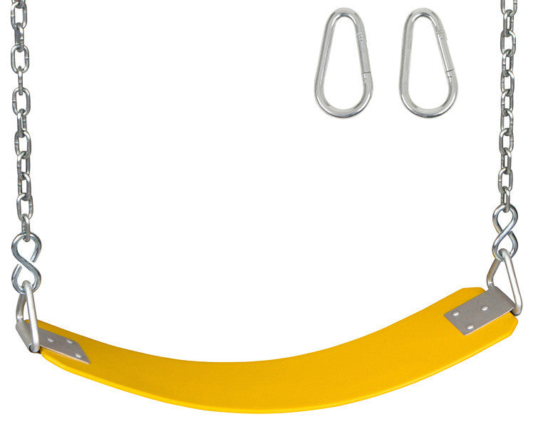 Polymer Belt Swing Seat With Chains and Hooks, Yellow