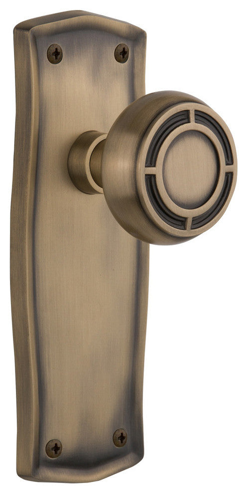 Prairie Plate Privacy Mission Door Knob, Antique Brass