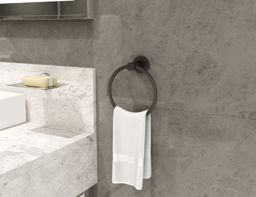 Bath Hardware, Toilet Paper Holder, Robe Hook, Towel Bar & Ring, Matte Black