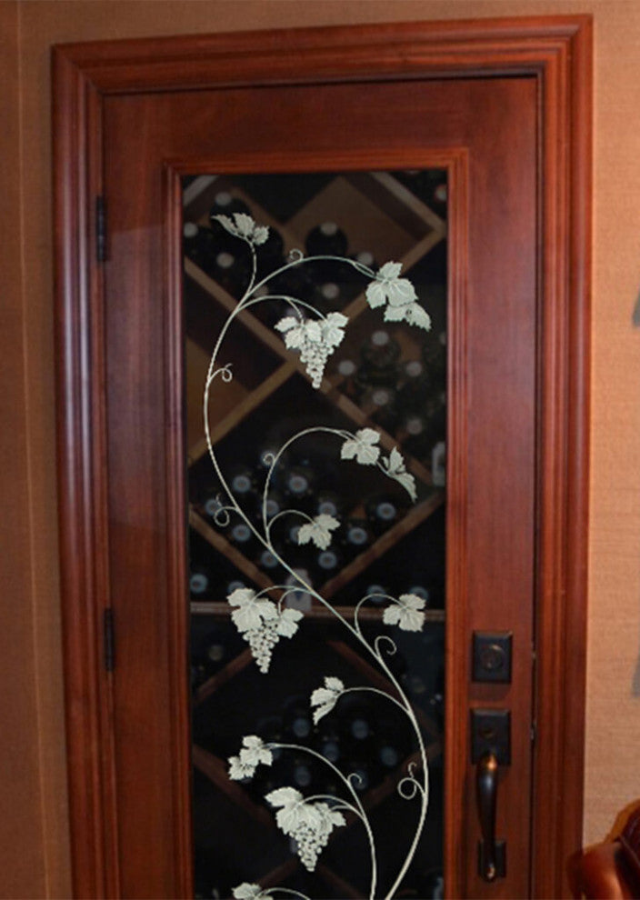 Wine Door - Vineyard Grapes Unfurled - Primed - 30" x 84" - Knob on Left -...