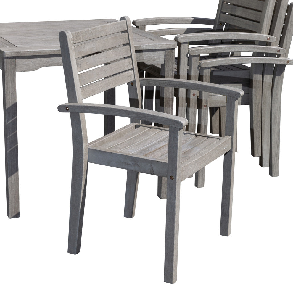 DTY Outdoor Living Leadville 5-Piece Eucalyptus Dining Set, Driftwood Gray